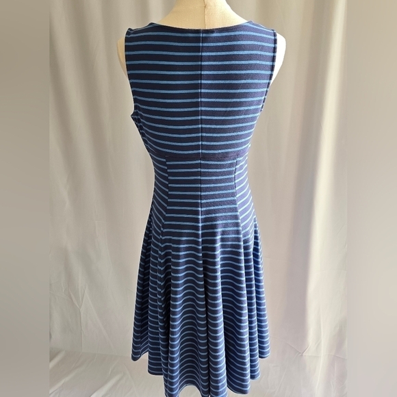 Peter Som Blue Striped Fit and Flare Sleeveless Dress Sz. 6 - Picture 6 of 11
